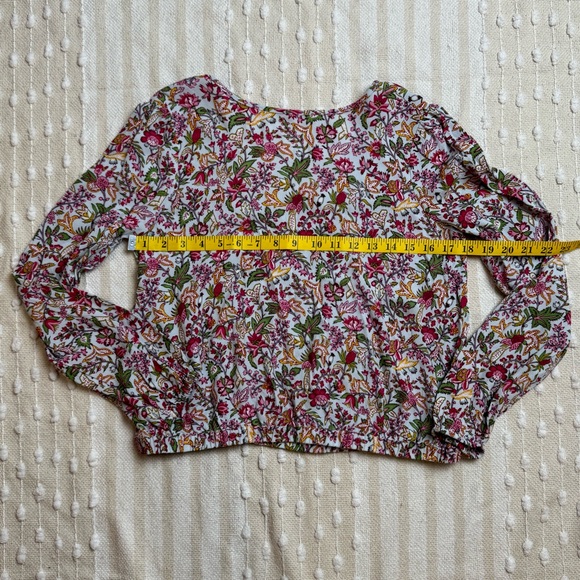 Loft Jungle Wrapped Back floral long sleeve cropped top size xs - Picture 4 of 12